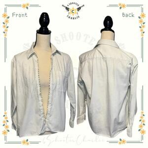 Infinity Fashions Open Front Jacket Womens Sz Small White Rhinestones w/ Pocket